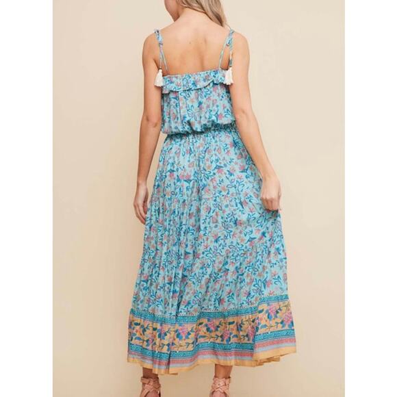 Saints & Hearts Midi Dress Womens Size L Floral Paisley Mixed Print Boho Flowy - Picture 2 of 15